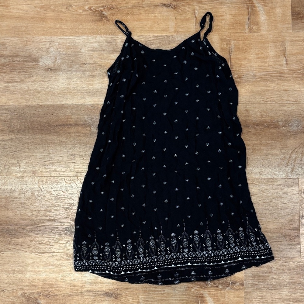 Mossimo Supply Co. Black Slip Dress with White Embroidery